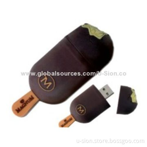 PVC Cute USB Stick in Ice Cream Shape, Customized Designs are Accepted